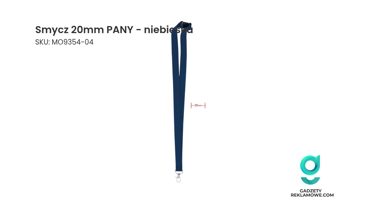Niebieska smycz PANY o szerokości 20 mm