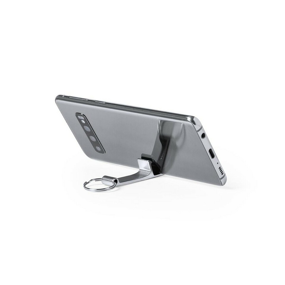 Brelok do kluczy, stojak na telefon, otwieracz do butelek - srebrny V8292-32_AAA01