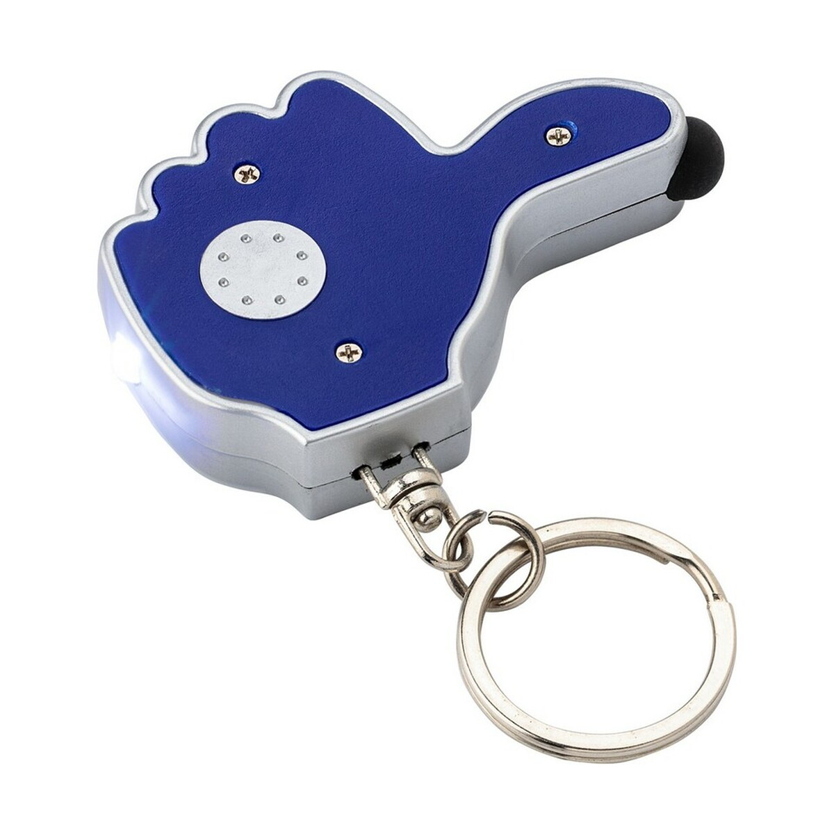 Brelok do kluczy "kciuk", lampka LED, touch pen - granatowy V1686-04_AAA01