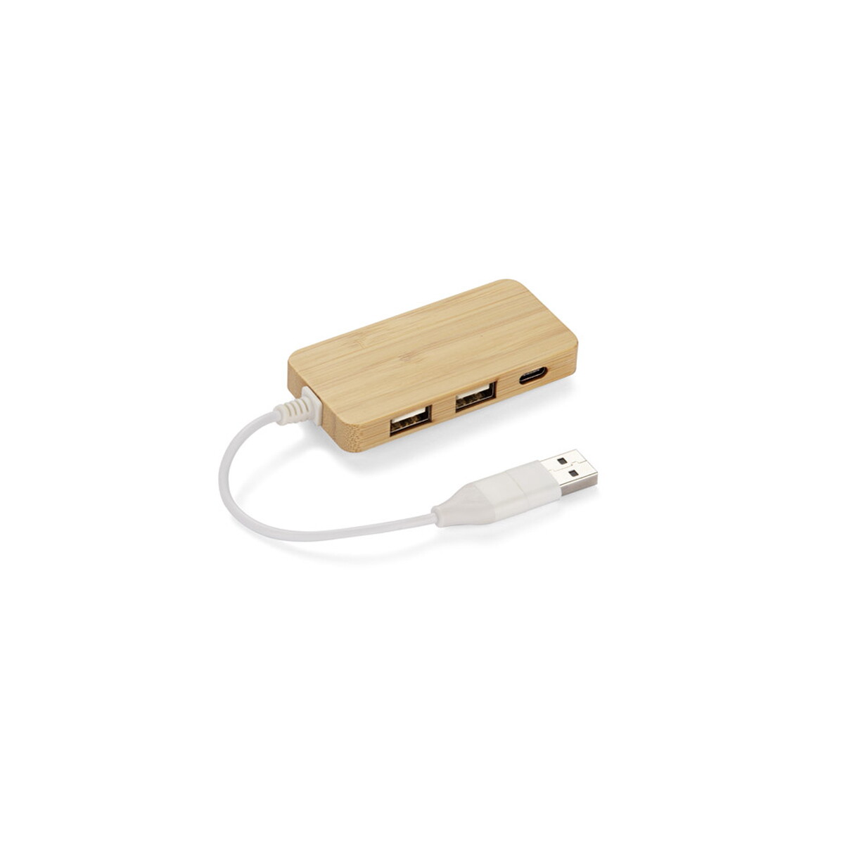Rozdzielacz bambusowy HUB USB z wymienną wtyczką - RIVO - naturalny 09170-17