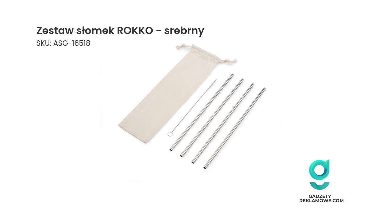 Zestaw słomek ROKKO w kolorze srebrnym