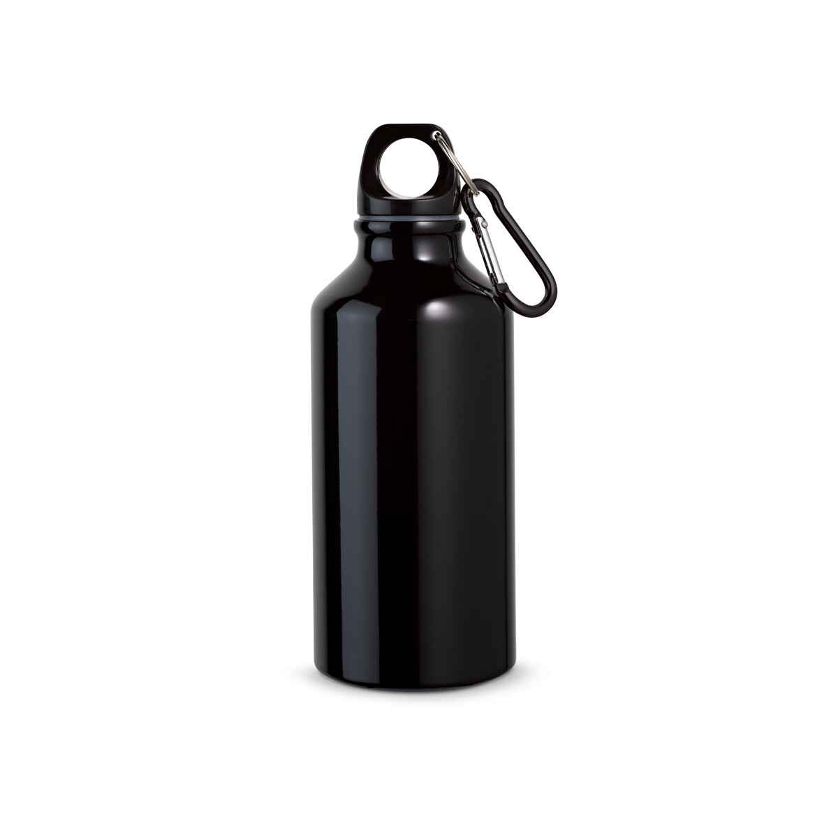 LANDSCAPE S. Aluminiowa butelka sportowa z karabińczykiem 400 ml - Czarna 94601_103