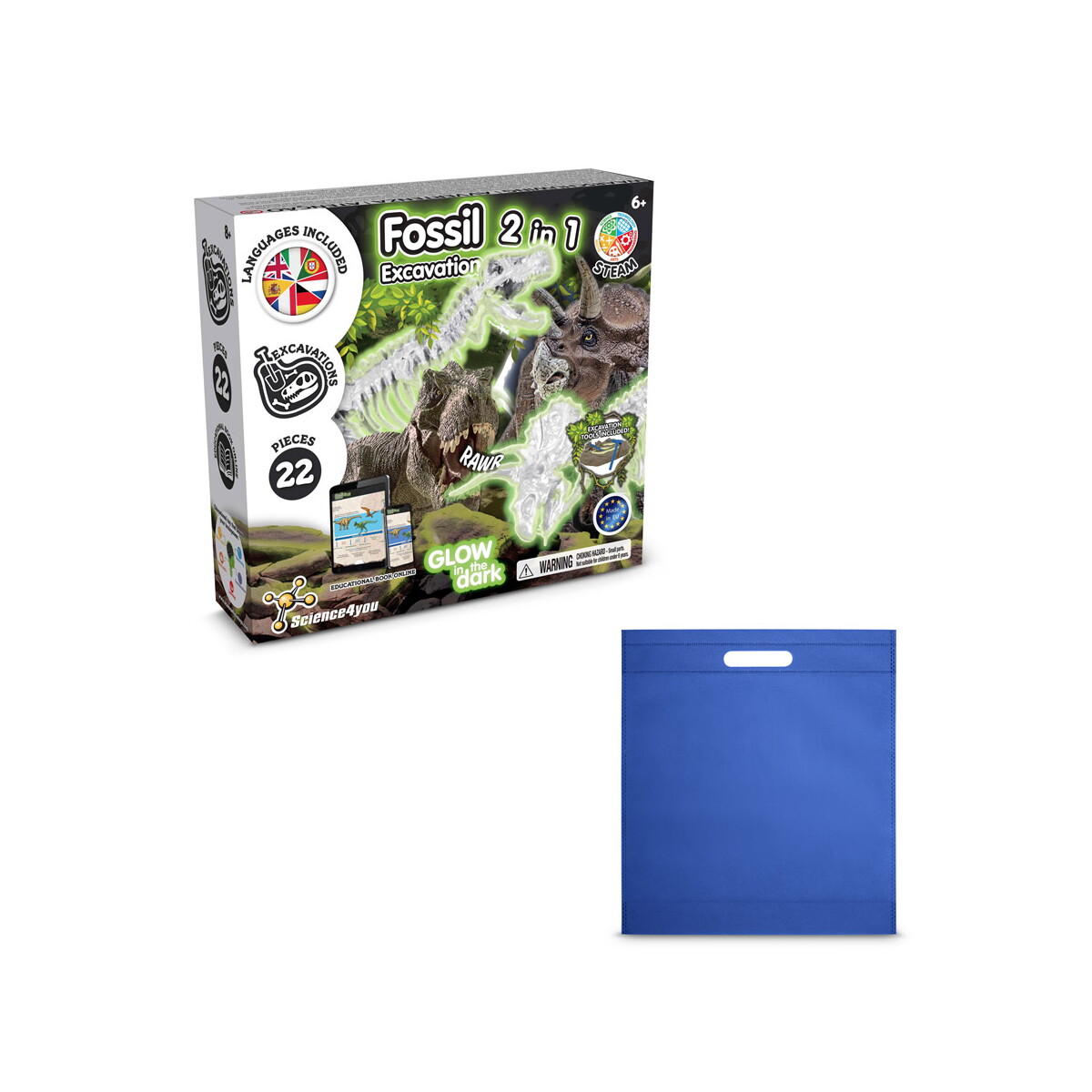 2 in 1 Fossil Excavation Kit IV. Gra edukacyjna dostarczany z torebką prezentową z włókniny (80 g/m²) - Szafirową 35826_114