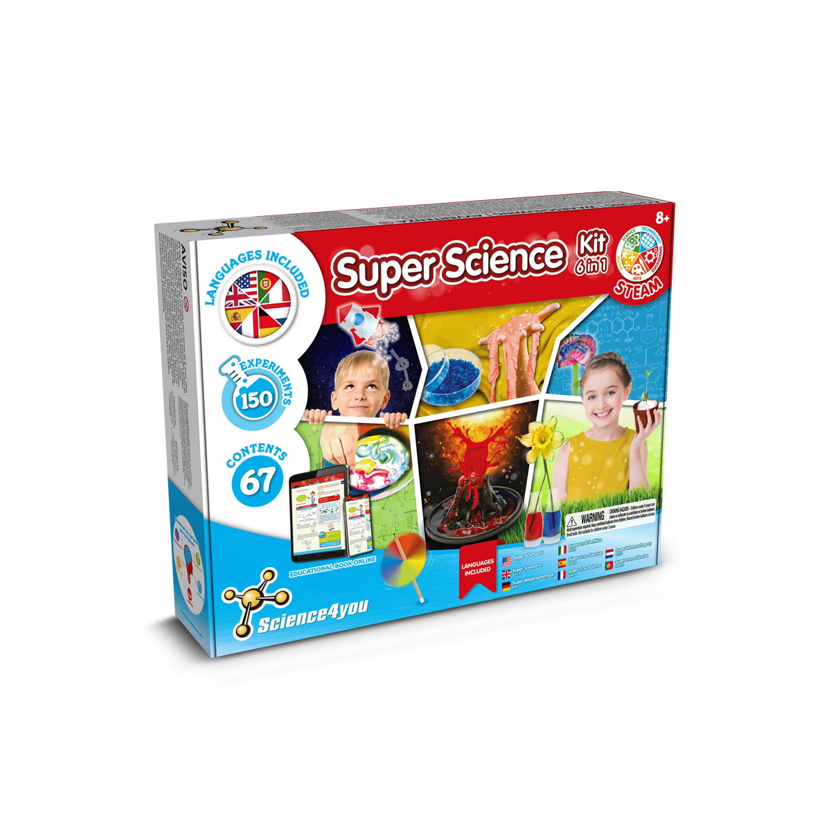6 in 1 Super Science Kit II. Gra edukacyjna dostarczany z papierową torebką prezentową (100 g/m²) - Biała 35816_106