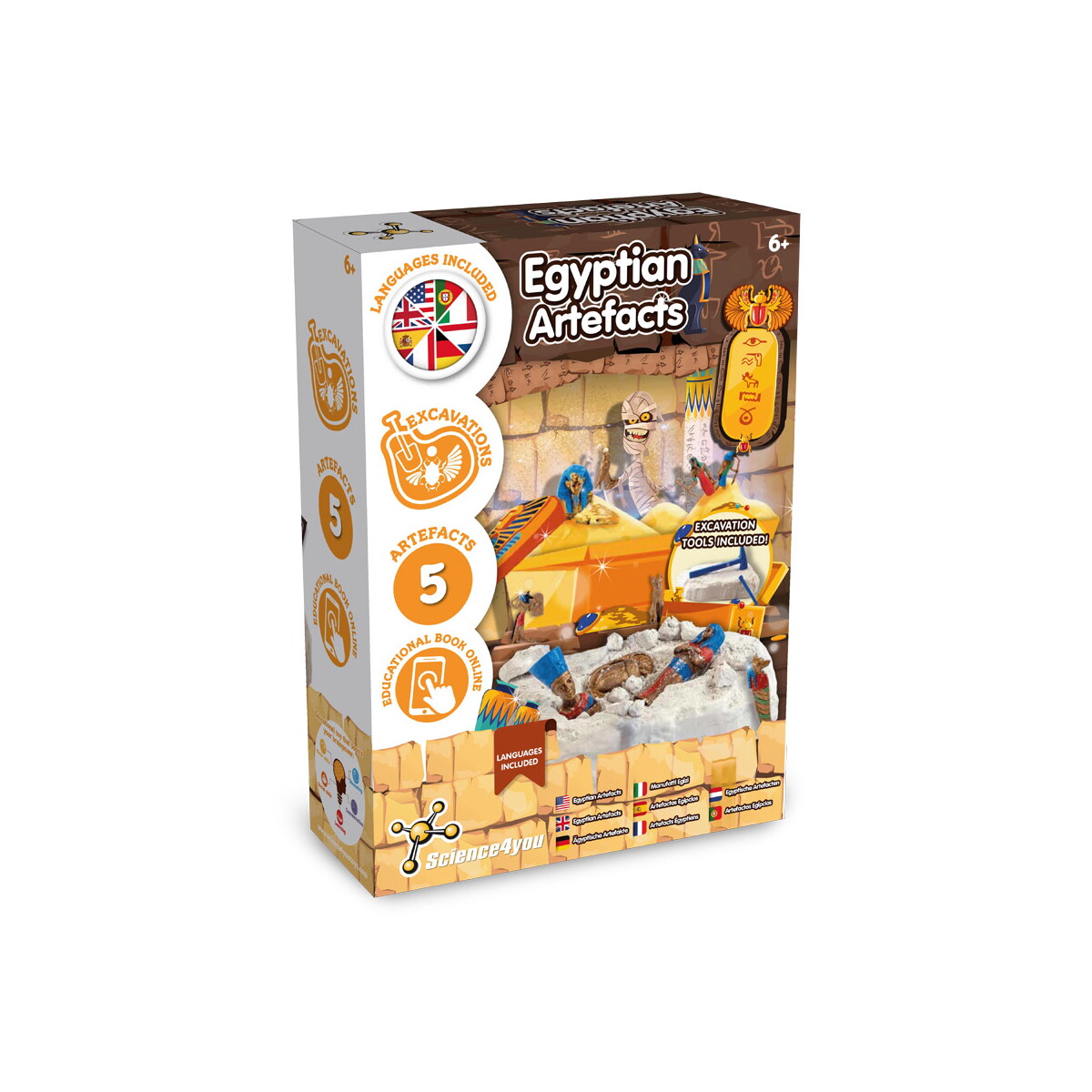 Ancient Egypt Excavation Kit II. Gra edukacyjna dostarczana z papierową torebką prezentową (90 g/m²), wykonany z materiałów z certyfikatem FSC™ i innych kontrolowanych materiałów - Biała 35852_106