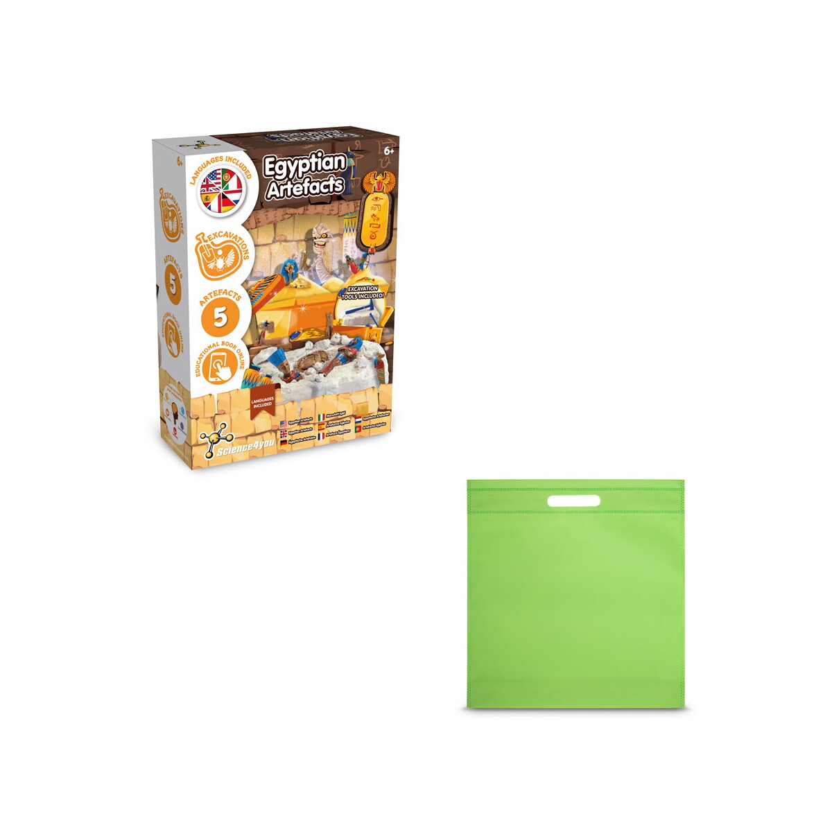 Ancient Egypt Excavation Kit IV. Gra edukacyjna dostarczany z torebką prezentową z włókniny (80 g/m²) - Jasno zielona 35854_119