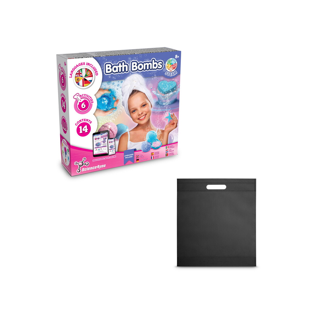 Bath Bombs Kit IV. Gra edukacyjna dostarczany z torebką prezentową z włókniny (80 g/m²) - Czarna 35840_103