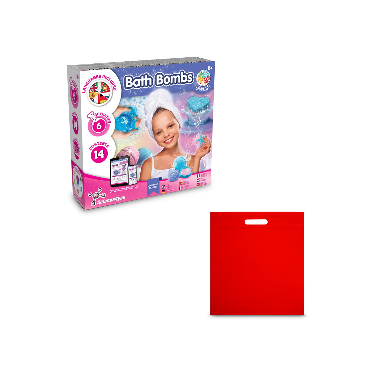 Bath Bombs Kit IV. Gra edukacyjna dostarczany z torebką prezentową z włókniny (80 g/m²) - Czerwoną 35840_105