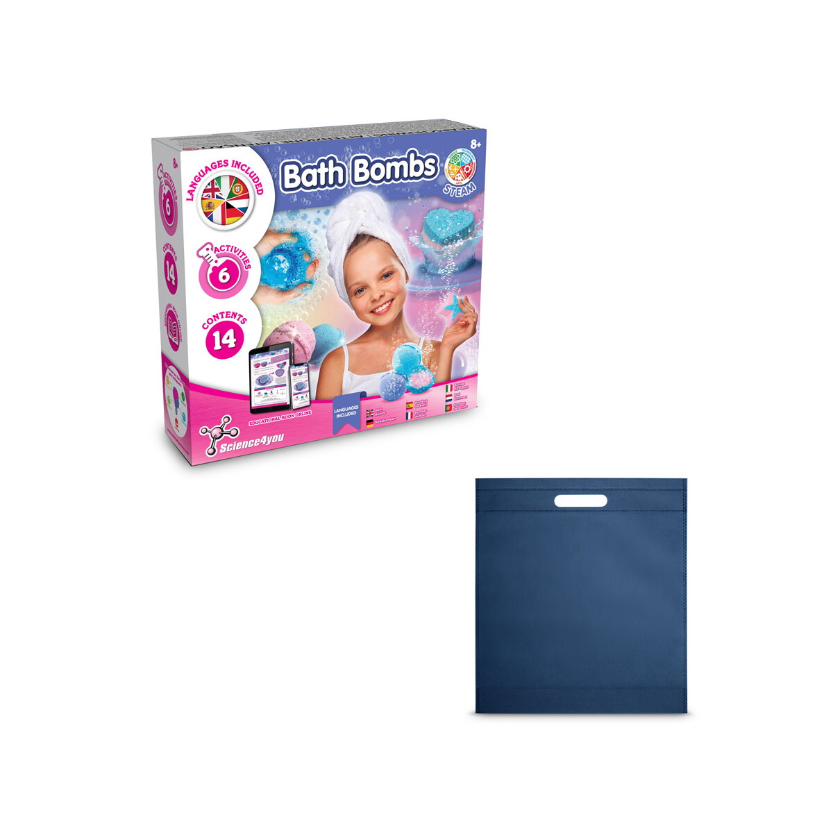 Bath Bombs Kit IV. Gra edukacyjna dostarczany z torebką prezentową z włókniny (80 g/m²) - Granatowa 35840_104