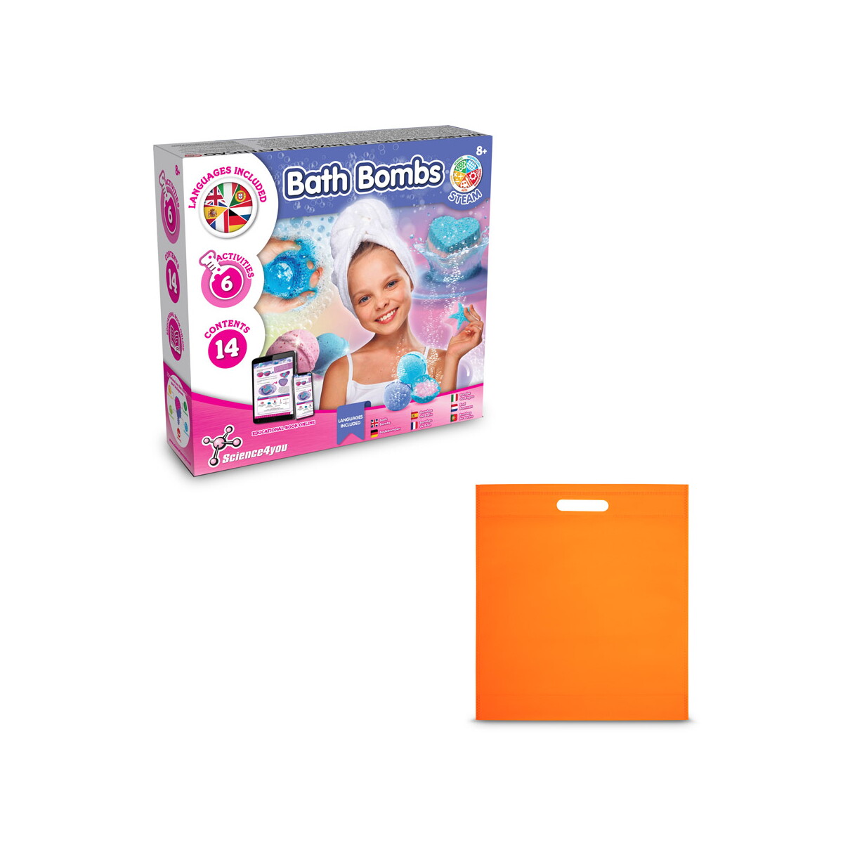 Bath Bombs Kit IV. Gra edukacyjna dostarczany z torebką prezentową z włókniny (80 g/m²) - Pomarańczowa 35840_128