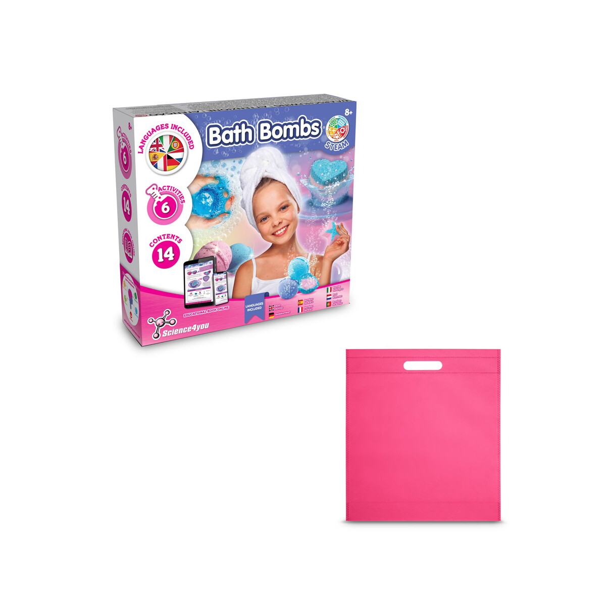 Bath Bombs Kit IV. Gra edukacyjna dostarczany z torebką prezentową z włókniny (80 g/m²) - Różowa 35840_102