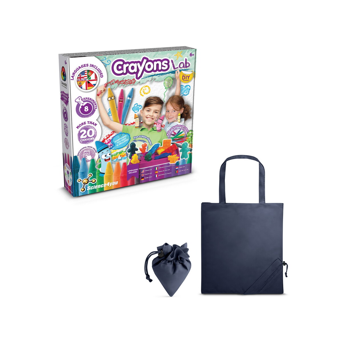 Crayon Factory Kit II. Gra edukacyjna dostarczany ze składaną torbą prezentową 190T - Granatowa 35805_134