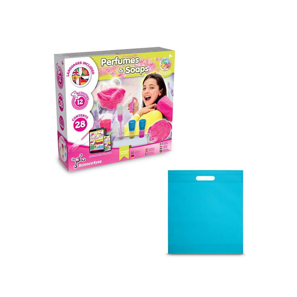 Perfume & Soap Factory Kit IV. Gra edukacyjna dostarczany z torebką prezentową z włókniny (80 g/m²) - Błękitna 35845_124