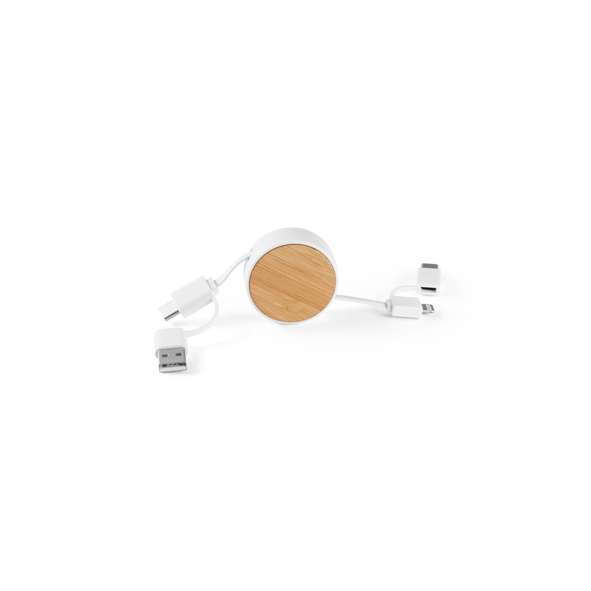 RUBINS. Zwijany kabel USB 6 w 1 z ABS pochodzącego z recyklingu (100% rABS) i bambusa - Biały 97091_106