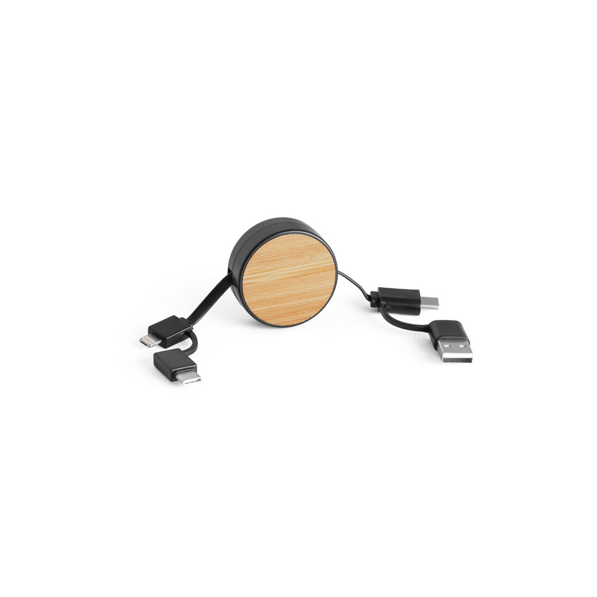 RUBINS. Zwijany kabel USB 6 w 1 z ABS pochodzącego z recyklingu (100% rABS) i bambusa - czarny 97091_103