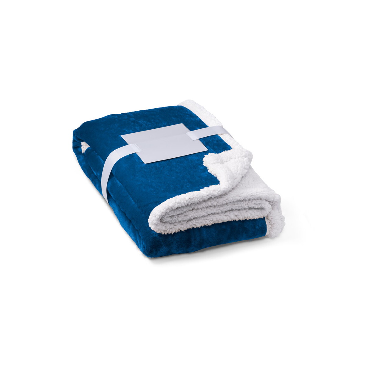 HEIDEN. Dwustronny polarowy koc (190 g/m²) z satynową wstążką i etykietą do personalizacji - Szafirowy 99078_114