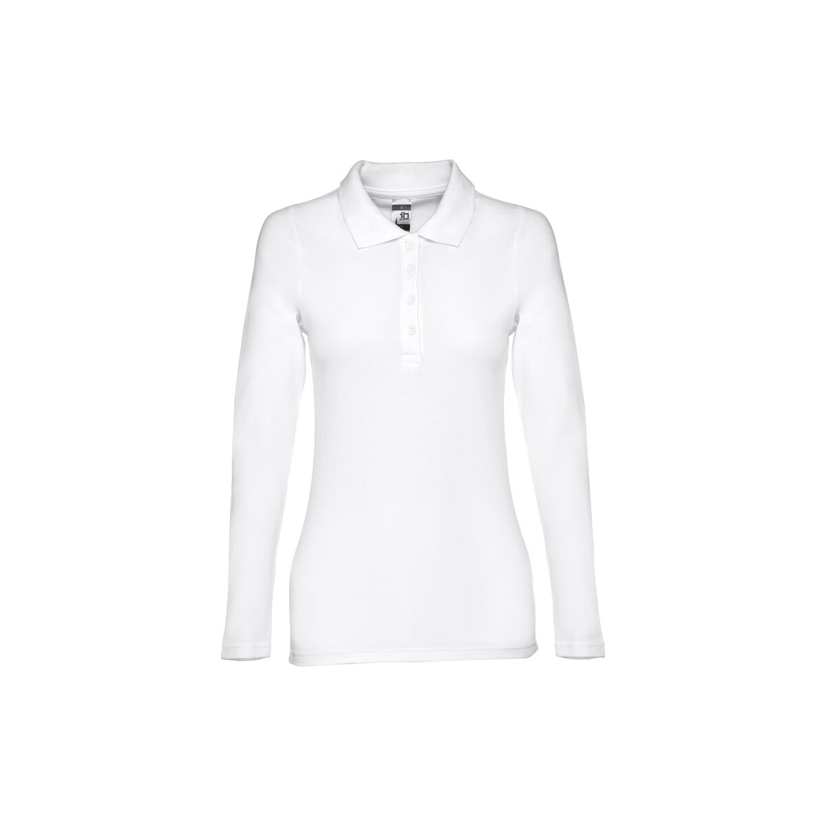 THC BERN WOMEN WH. Damska koszulka polo z długim rękawem z bawełny zgrzebnej - Biała 30144_106