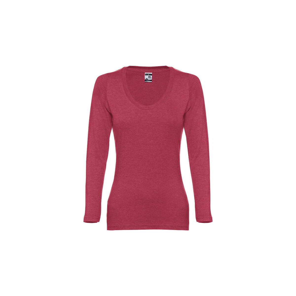 THC BUCHAREST WOMEN. Bawełniany T-shirt damski z długim rękawem taliowany - Czerwony melanż 30126_195
