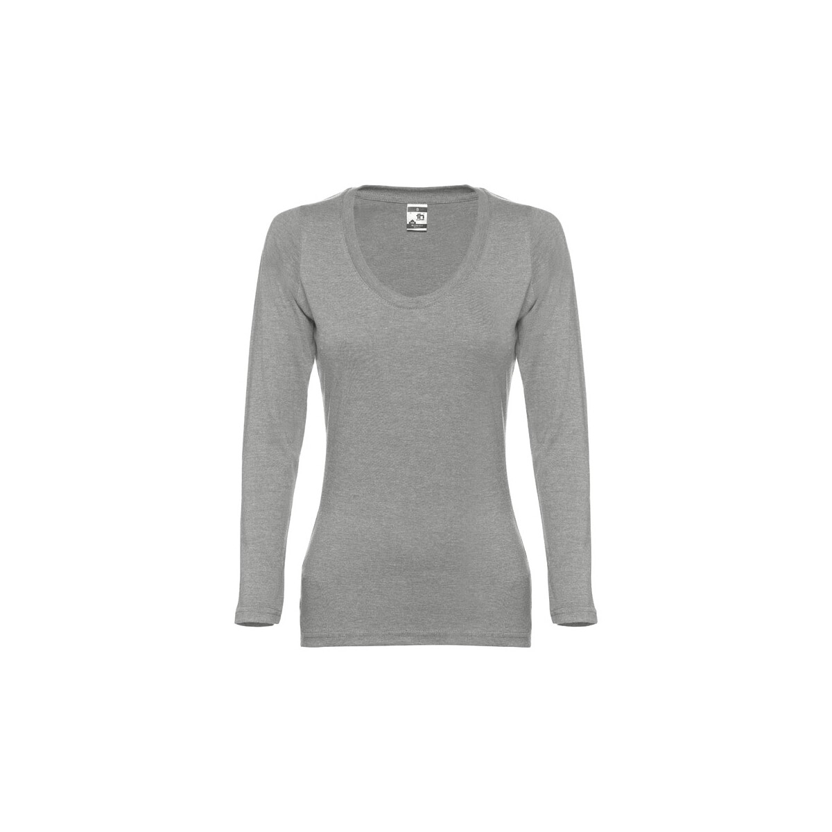 THC BUCHAREST WOMEN. Bawełniany T-shirt damski z długim rękawem taliowany - Jasnoszary melanż 30126_183