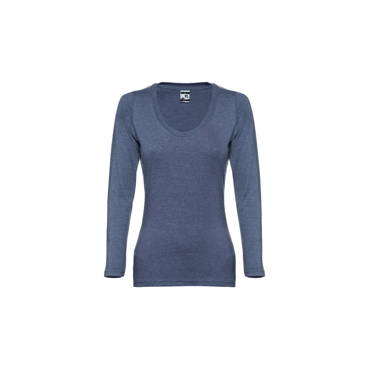 THC BUCHAREST WOMEN. Bawełniany T-shirt damski z długim rękawem taliowany - Niebieski melanż 30126_194