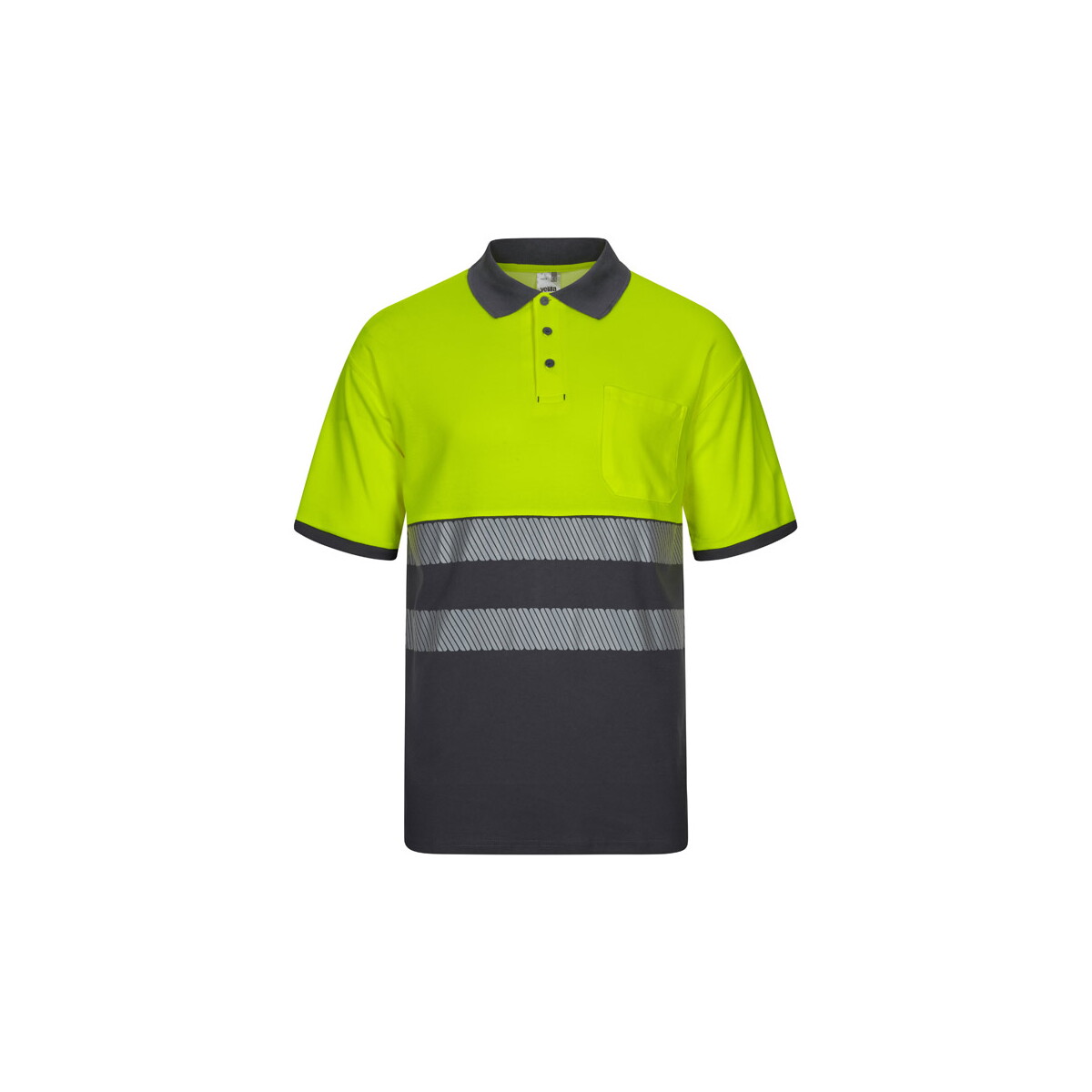 VL ACHELOUS. Dwukolorowa koszulka polo piqué (150 g/m²) z krótkim rękawem, z bawełny (55%) i poliestru (45%) - Szara/Żółta 36100_207