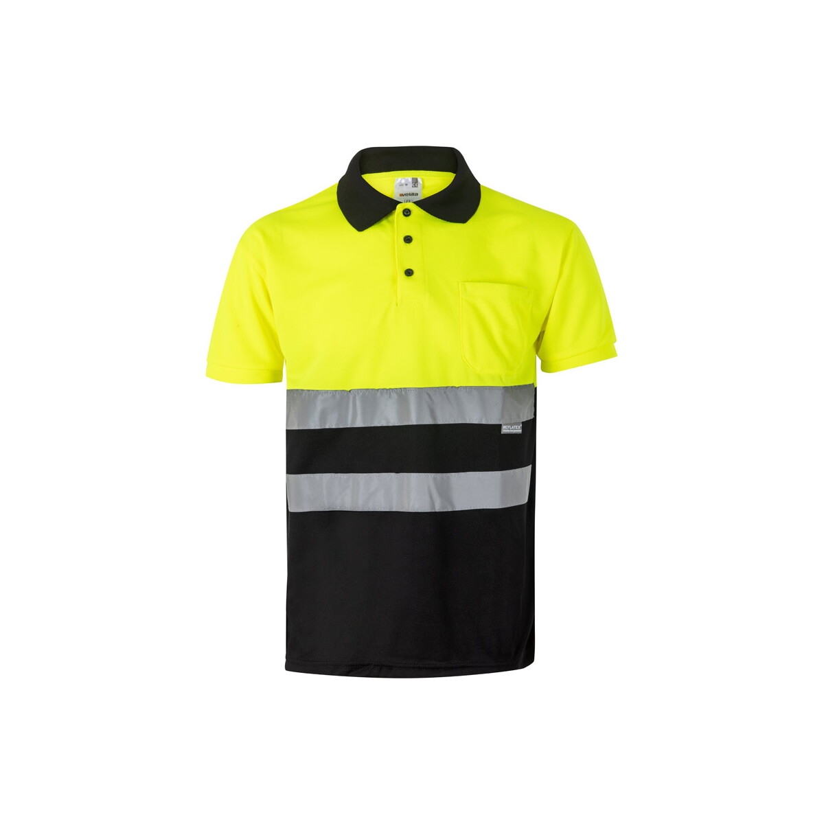 VL CUPID. Dwukolorowa koszulka polo w ptasie oczy (160 g/m²) z krótkimi rękawami, wykonana z poliestru (100%) - Czarna/Żółta 36063_203
