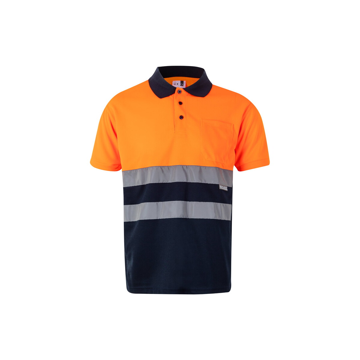 VL CUPID. Dwukolorowa koszulka polo w ptasie oczy (160 g/m²) z krótkimi rękawami, wykonana z poliestru (100%) - Granatowa/Pomarańczowa 36063_214
