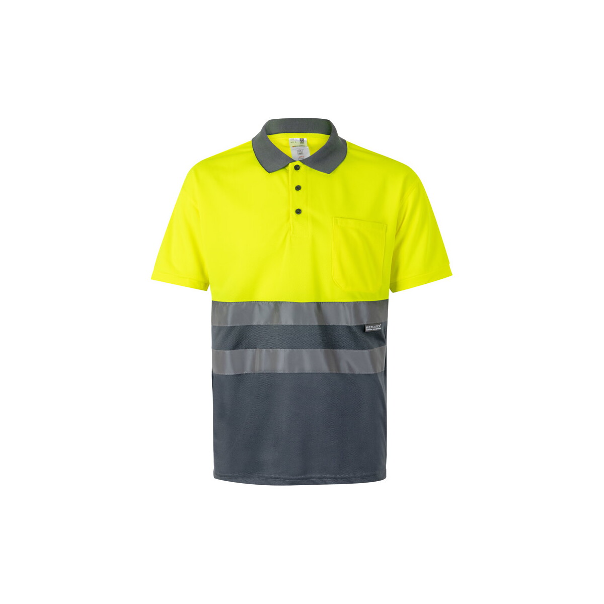 VL CUPID. Dwukolorowa koszulka polo w ptasie oczy (160 g/m²) z krótkimi rękawami, wykonana z poliestru (100%) - Szara/Żółta 36063_207