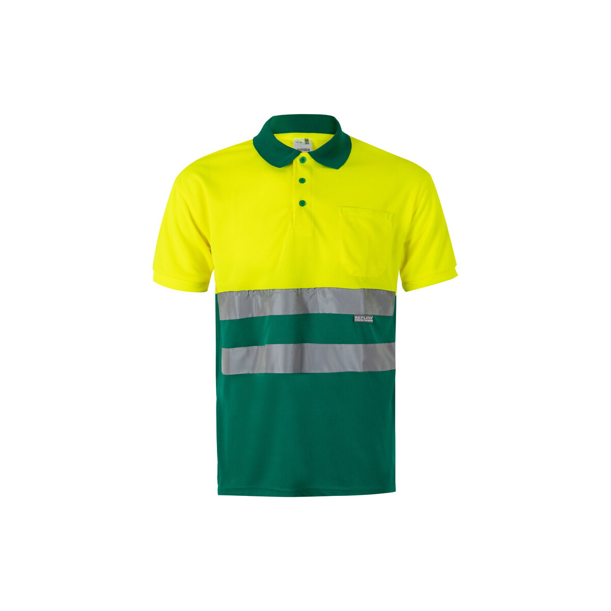 VL CUPID. Dwukolorowa koszulka polo w ptasie oczy (160 g/m²) z krótkimi rękawami, wykonana z poliestru (100%) - Zielona/Żółta 36063_209