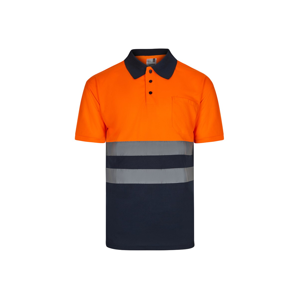 VL FORTUNA. Koszulka polo Bird-eye (140 g/m²) z krótkim rękawem, poliester (100%) - Granatowa/Pomarańczowa 36141_214