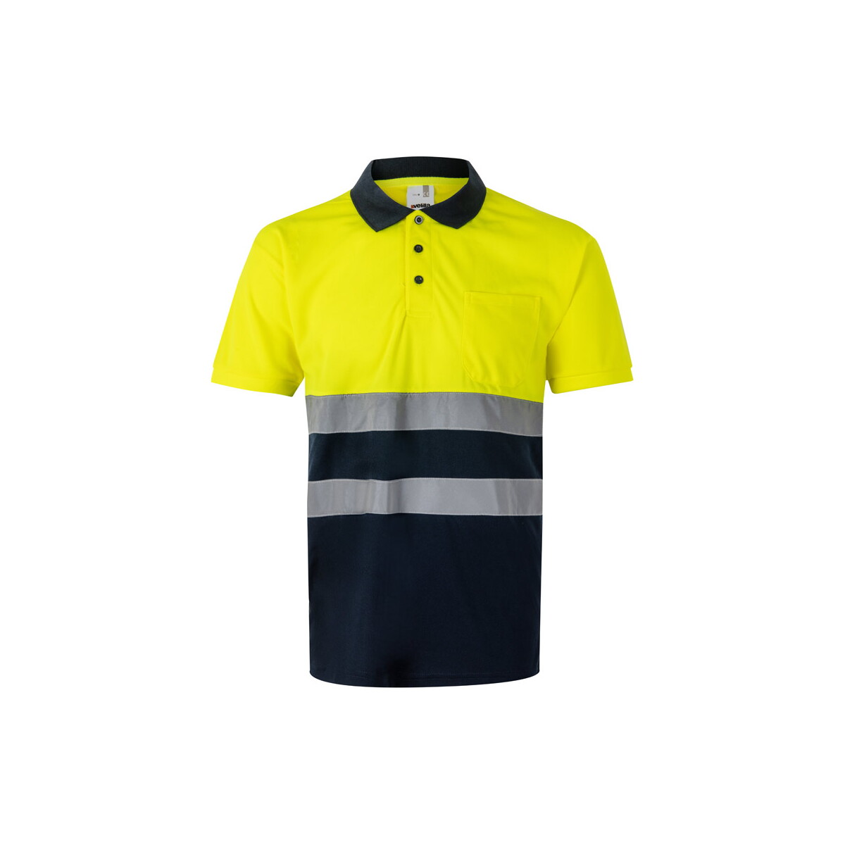 VL FORTUNA. Koszulka polo Bird-eye (140 g/m²) z krótkim rękawem, poliester (100%) - Granatowa/Żółta 36141_204