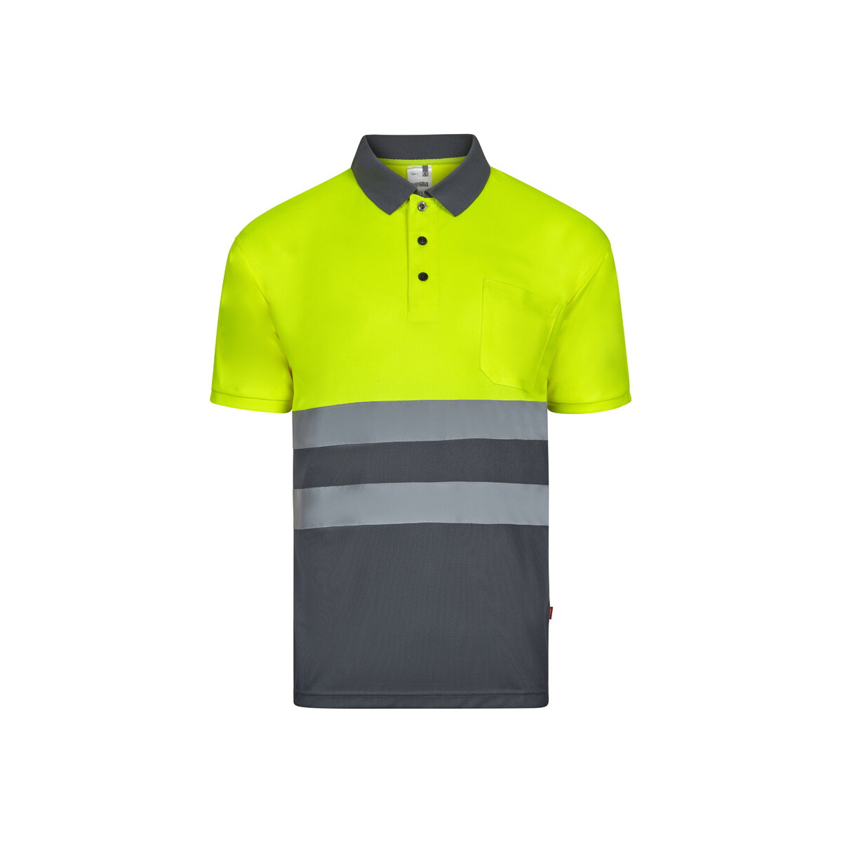 VL FORTUNA. Koszulka polo Bird-eye (140 g/m²) z krótkim rękawem, poliester (100%) - Szara/Żółta 36141_207