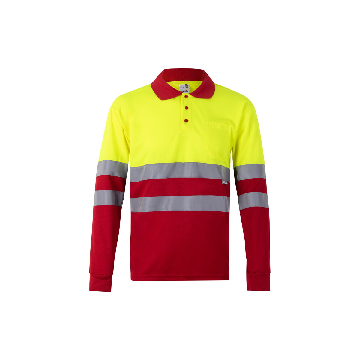 VL VULCAN. Dwukolorowa koszulka polo w ptasie oczy (160 g/m²) z długimi rękawami, z poliestru (100%) - Czerwona/Żółta 36067_205