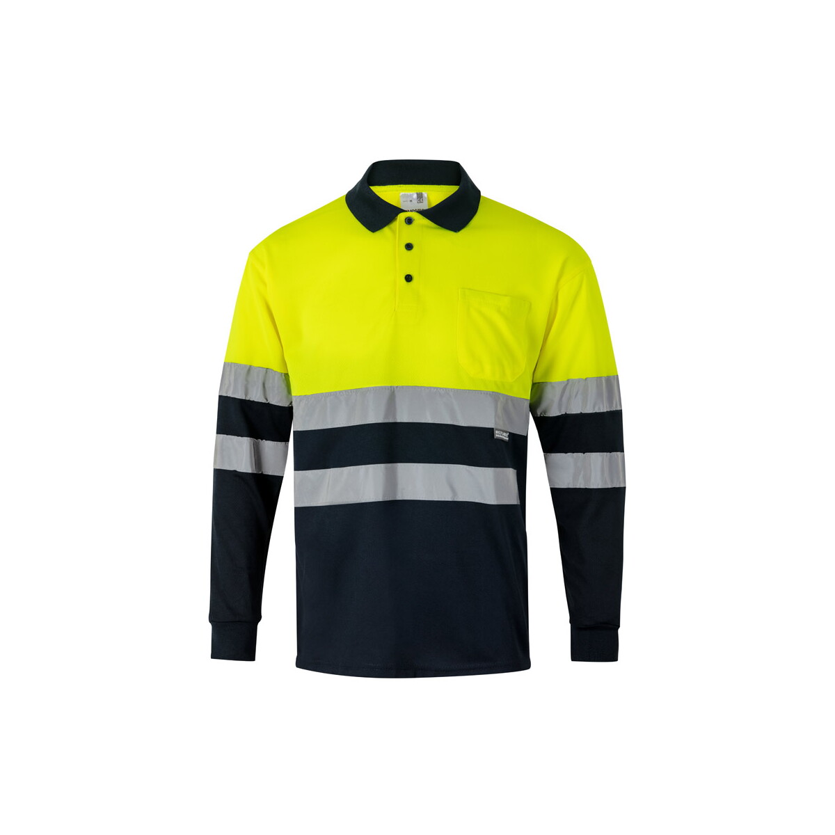 VL VULCAN. Dwukolorowa koszulka polo w ptasie oczy (160 g/m²) z długimi rękawami, z poliestru (100%) - Granatowa/Żółta 36067_204