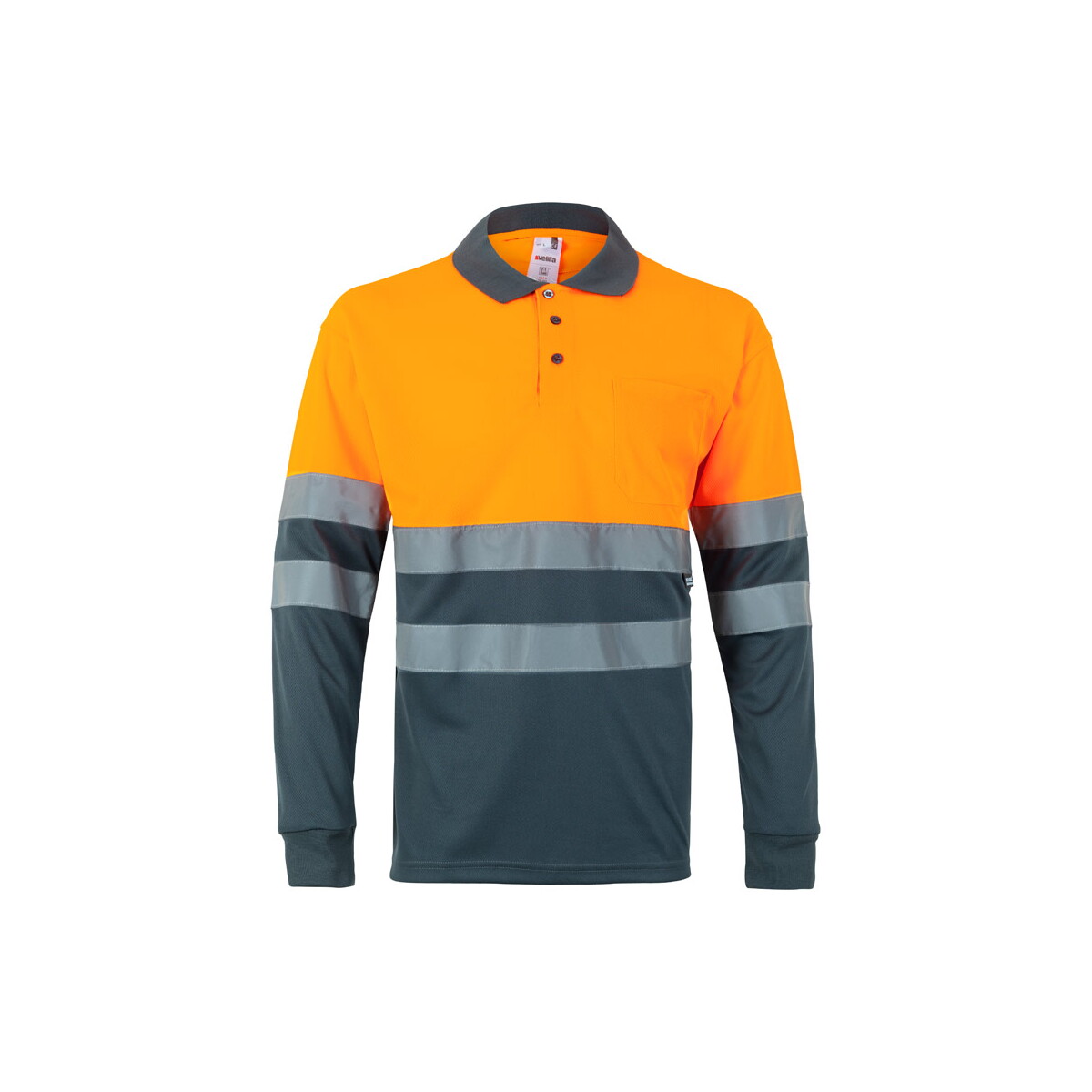 VL VULCAN. Dwukolorowa koszulka polo w ptasie oczy (160 g/m²) z długimi rękawami, z poliestru (100%) - Szara/Pomarańczowa 36067_217