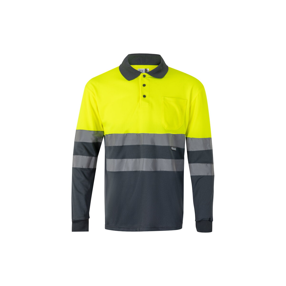 VL VULCAN. Dwukolorowa koszulka polo w ptasie oczy (160 g/m²) z długimi rękawami, z poliestru (100%) - Szara/Żółta 36067_207
