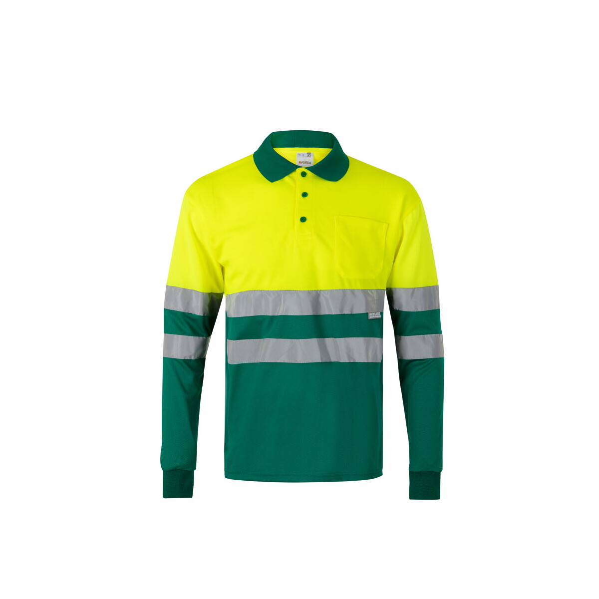 VL VULCAN. Dwukolorowa koszulka polo w ptasie oczy (160 g/m²) z długimi rękawami, z poliestru (100%) - Zielona/Żółta 36067_209