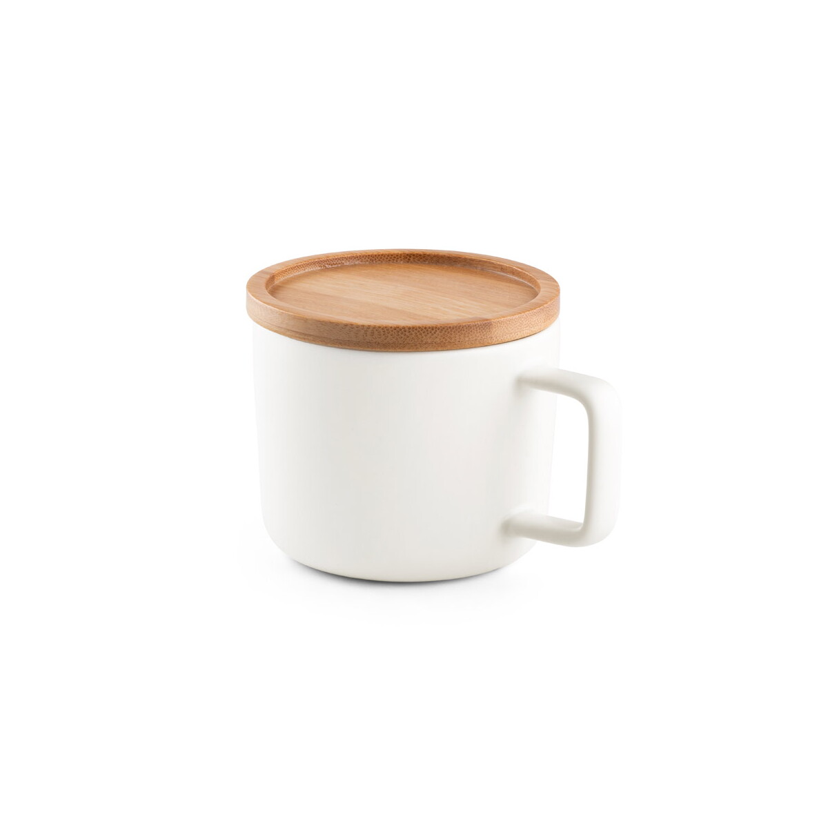 FANGIO. Kubek ceramiczny z bambusową podstawą i pokrywką 230 mL - Biały 94251_106