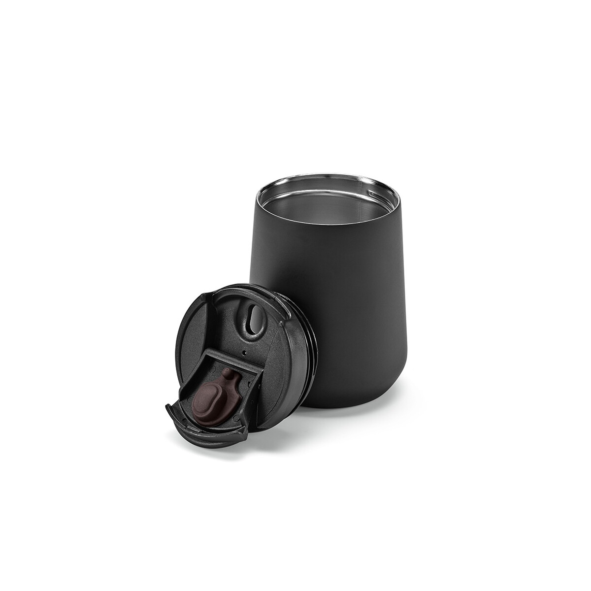 Kubek podrózny Eufrat ze stali nierdzewnej z recyklingu 420 ml - Czarny ACP006_103