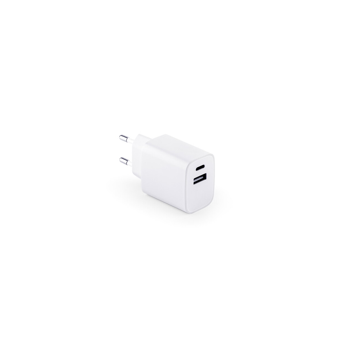 WEGENER. Zasilacz z portem USB-A 18W i USB-C 20W wykonany w ABS pochodzącego z recyklingu (100% rABS) - Biały 97186_106