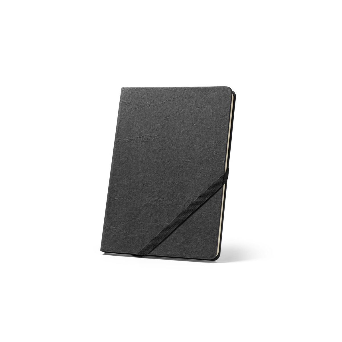 HUXLEY. Notatnik formatu A5, wykonany z papieru wodoodpornego, z kartkami w linie, wykonany z materiału z certyfikatem FSC™ i innych materiałów kontrolowanych - Czarny 93338_103