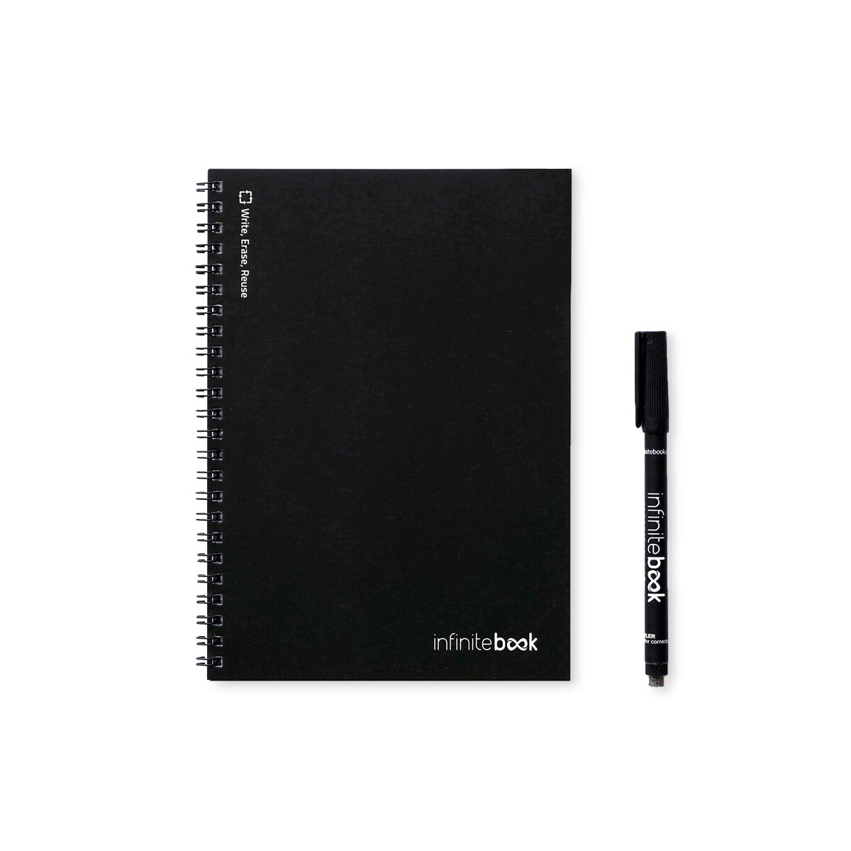 INFINITEBOOK PLAIN A5. Infinitebook z elastyczną okładką i 15 zwykłymi stronami do tablicy - Czarny 33200_103