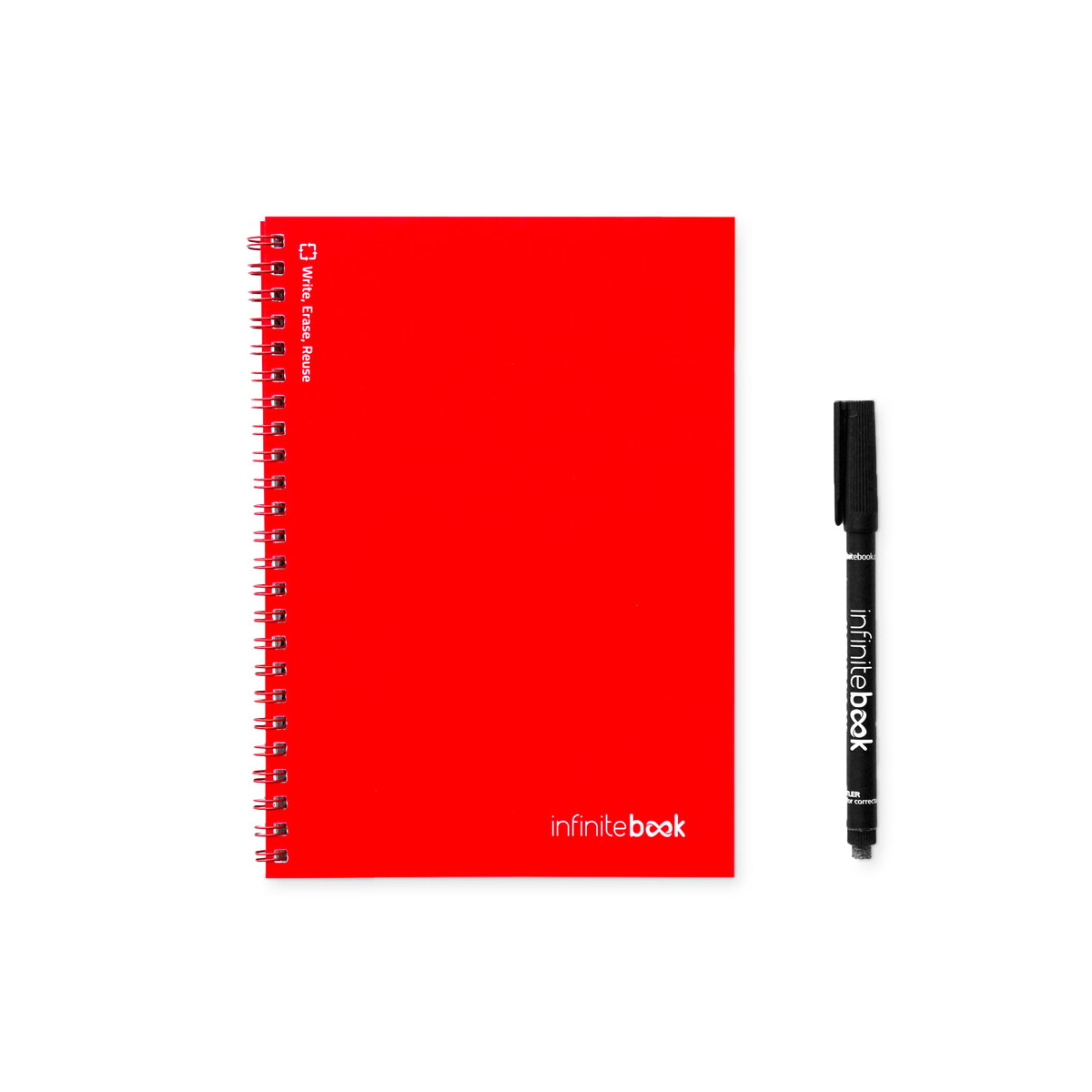 INFINITEBOOK PLAIN A5. Infinitebook z elastyczną okładką i 15 zwykłymi stronami do tablicy - Czerwony 33200_105
