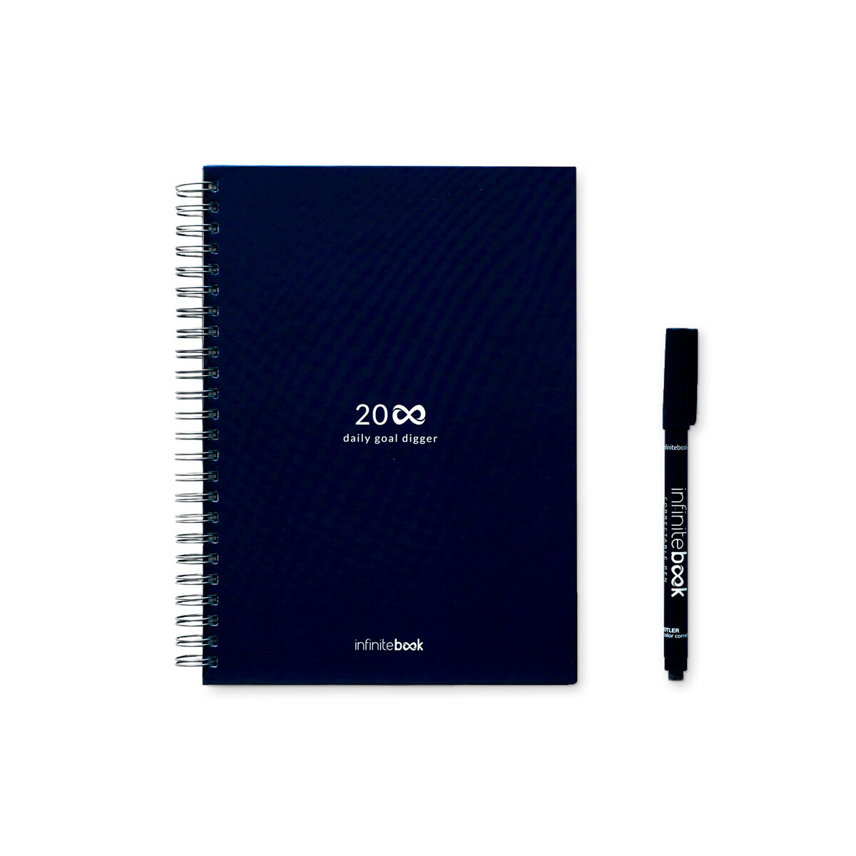 STARTER KIT INFINITE PLANNER A5. Zestaw zawiera „Infinite Diary”, zestaw do czyszczenia, marker i uchwyt na marker - Granatowy 33202_134