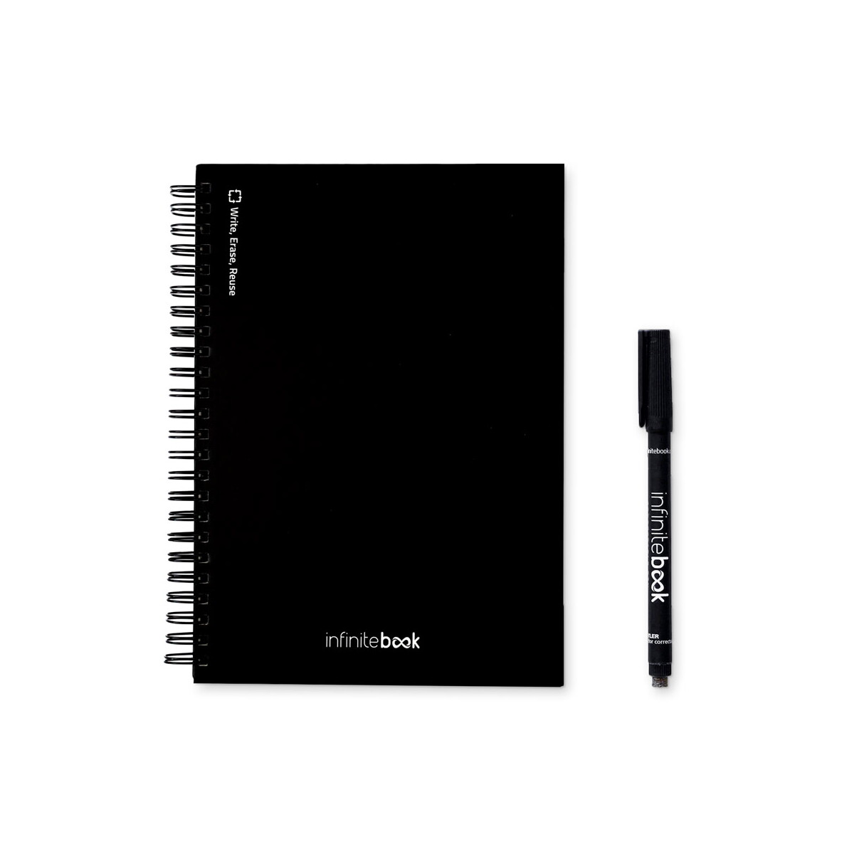 STARTER KIT INFINITEBOOK A5. Zestaw zawiera „Infinitebook”, zestaw do czyszczenia, marker i uchwyt na marker - czarny 33203_103