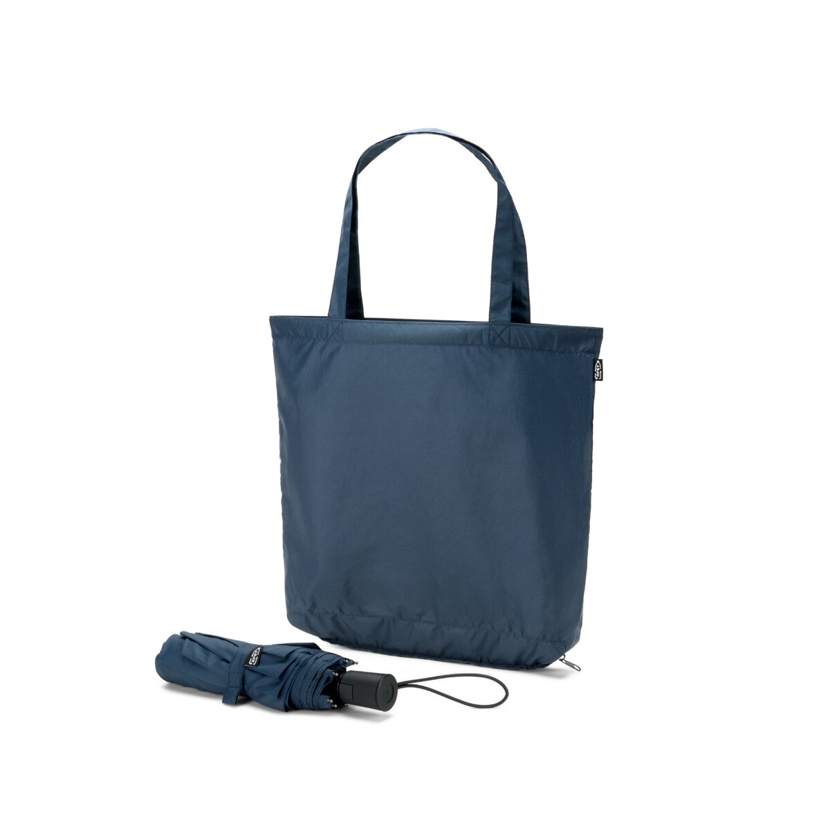 SKYLAR. Parasol 2 w 1 z torbą na zakupy z poliestru z recyklingu w zestawie - granatowy 99094_104