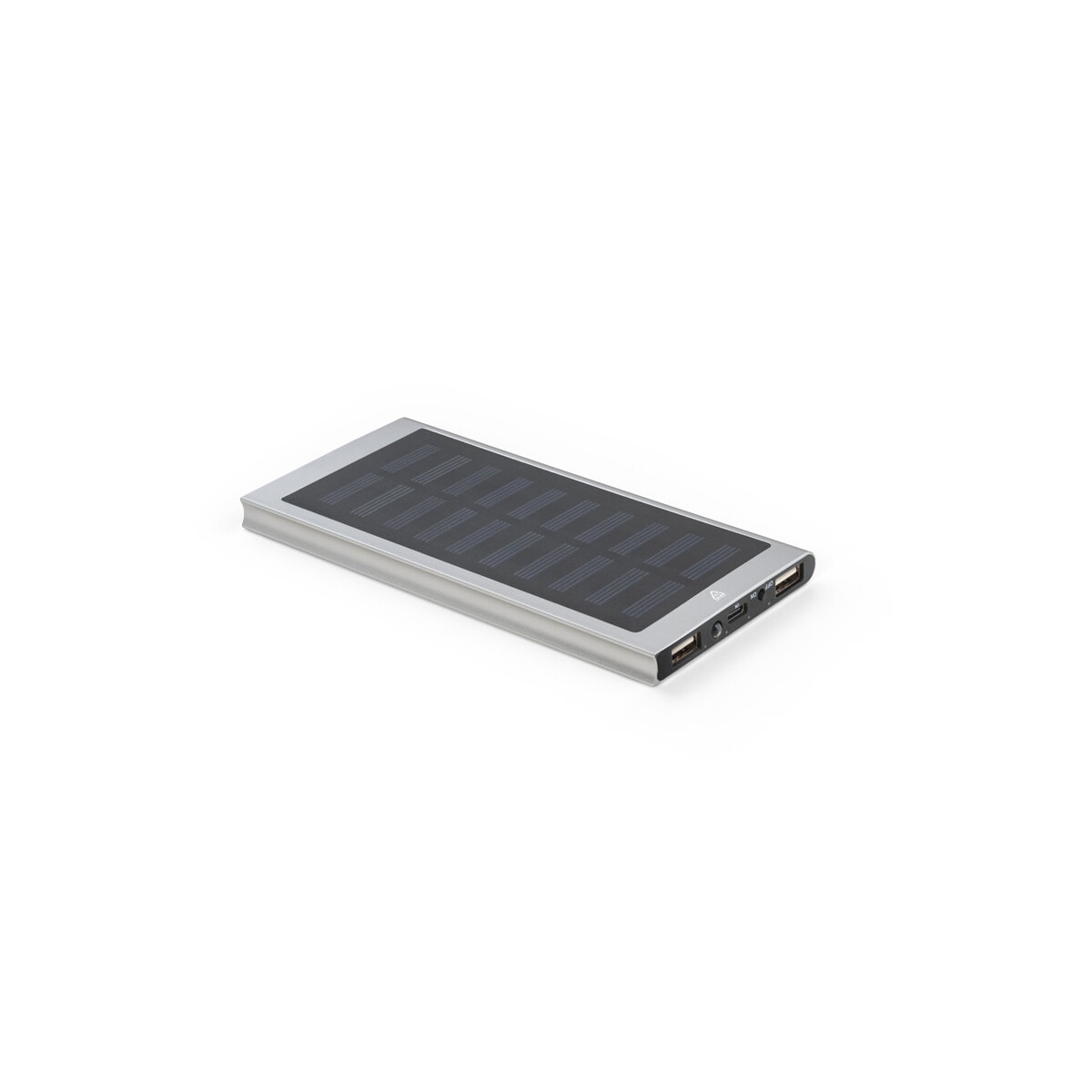 CLERK. Power bank 8 000 mAh z panelem słonecznym z aluminium pochodzącego w 100% z recyklingu - Satynowy srebrny 97137_127