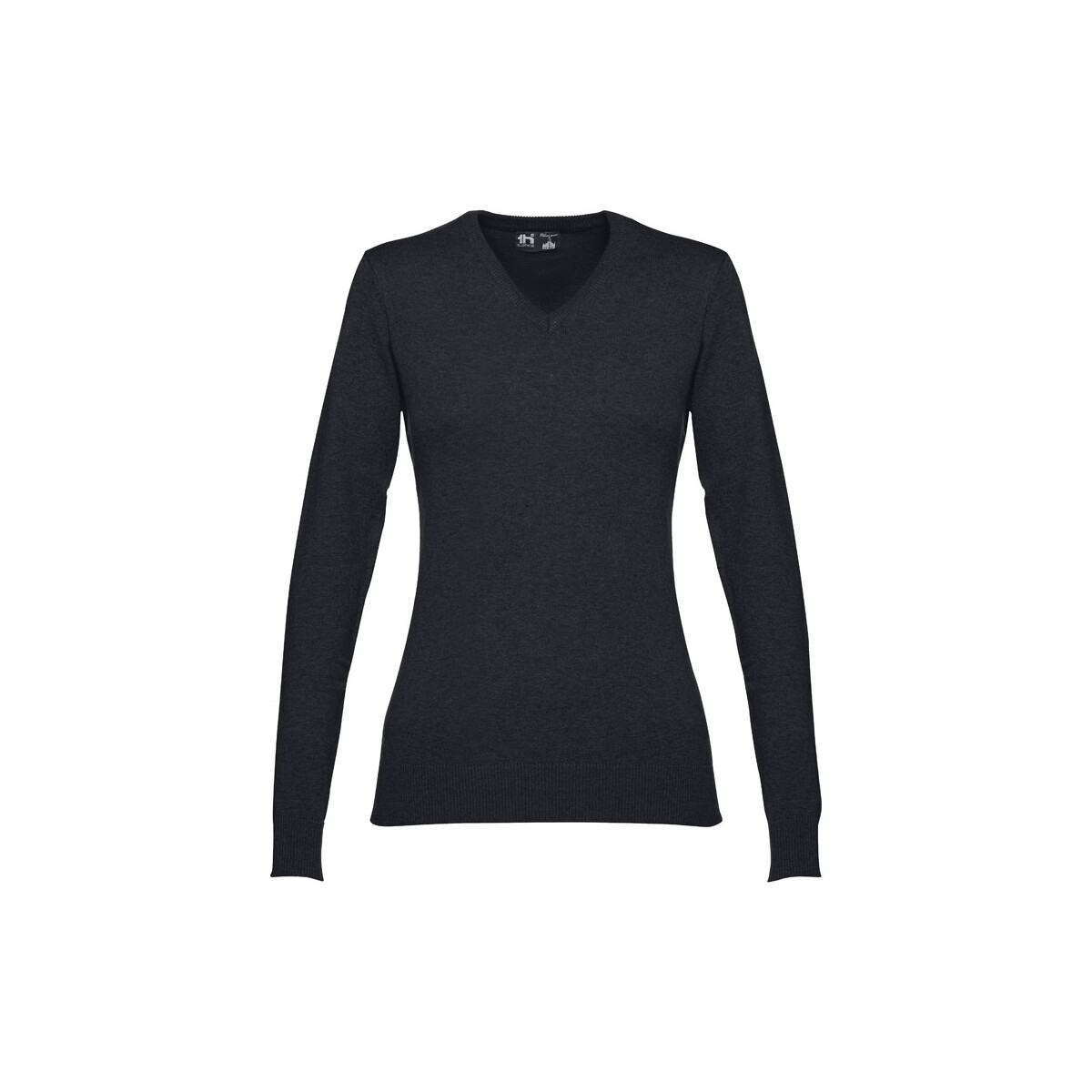 THC MILAN WOMEN. Damski sweter z dekoltem V-neck z bawełny i poliamidu - Czarny 30150_103