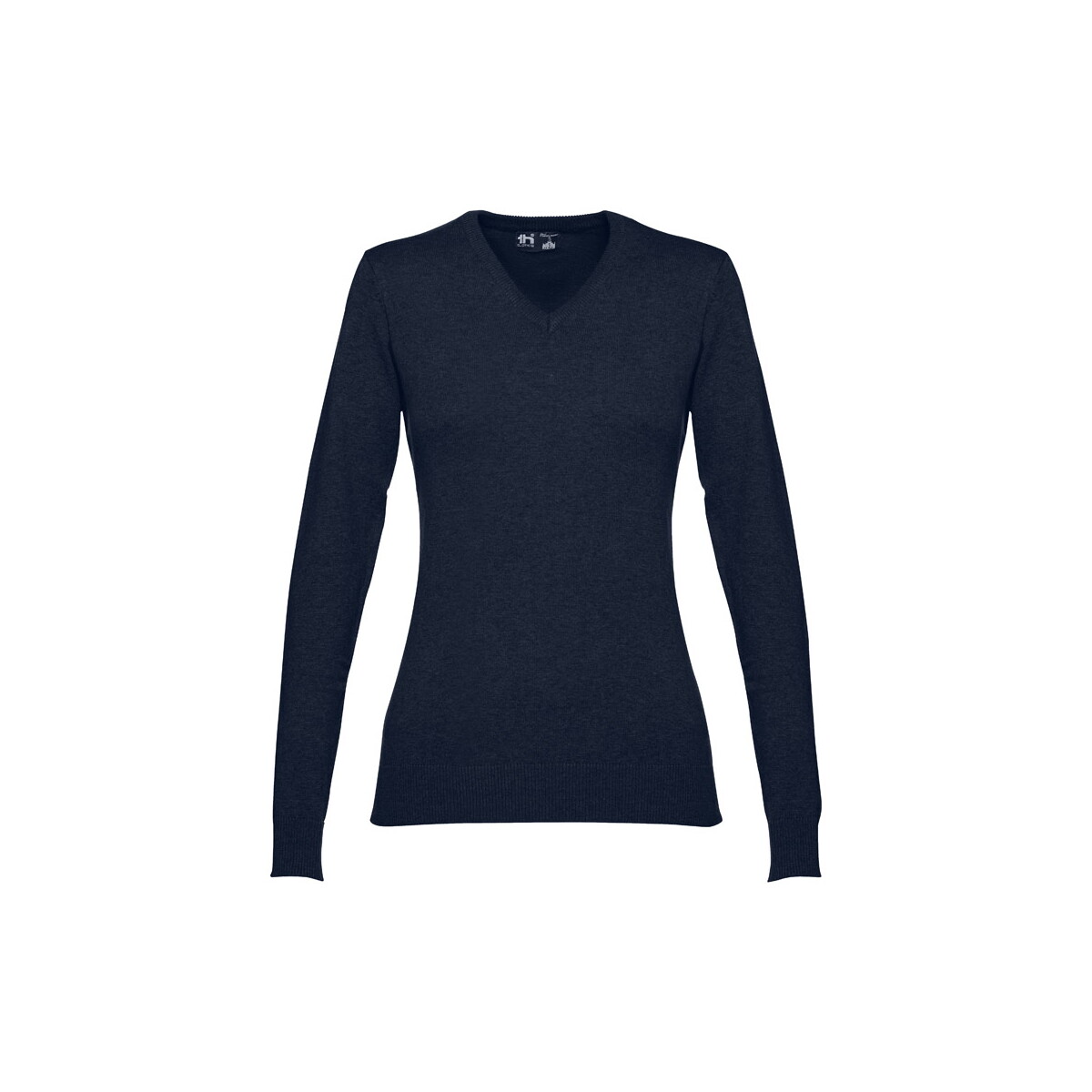 THC MILAN WOMEN. Damski sweter z dekoltem V-neck z bawełny i poliamidu - Granatowy 30150_134