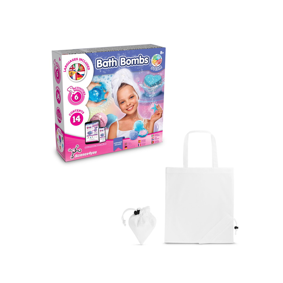 Bath Bombs Kit V. Gra edukacyjna dostarczany ze składaną torbą prezentową 190T - Biała 35841_106